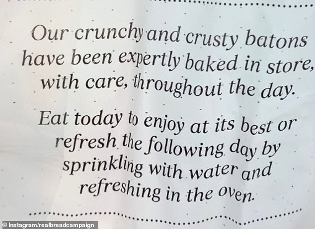 The charity alleges that the British supermarket wrongly claims that staff bake bread in store throughout the day.