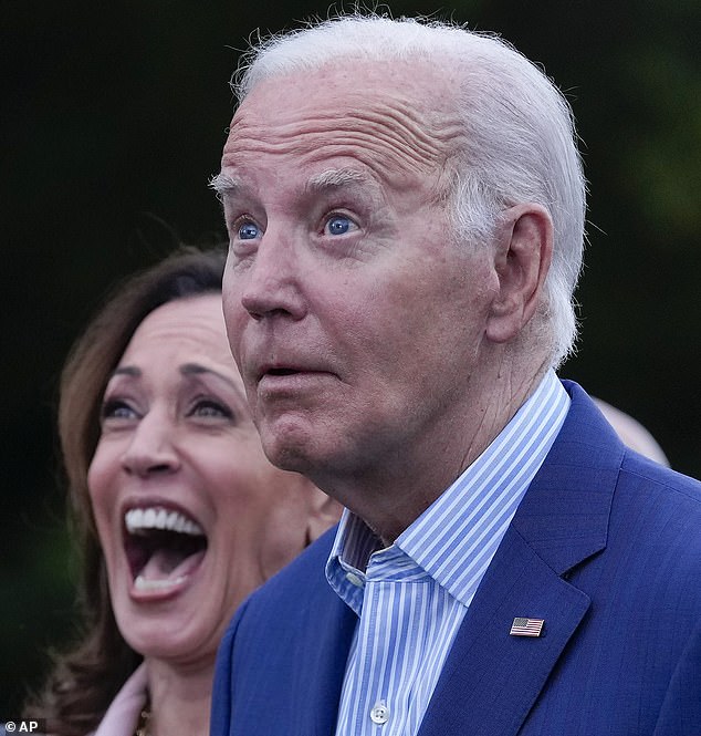 Joe Biden reacts to comedian and actor Roy Wood, Jr. during a June 16 concert on the South Lawn of the White House in Washington in June 2024.