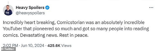 Several online users commented their condolences in response to the sad announcement, touting Potter's talent as a creator and his overall kind personality.