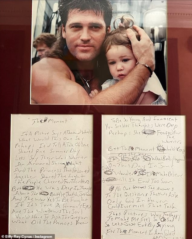 Billy shared a photo of himself with his daughter Miley along with a poem he wrote to her on Friday amid a reported breakup.