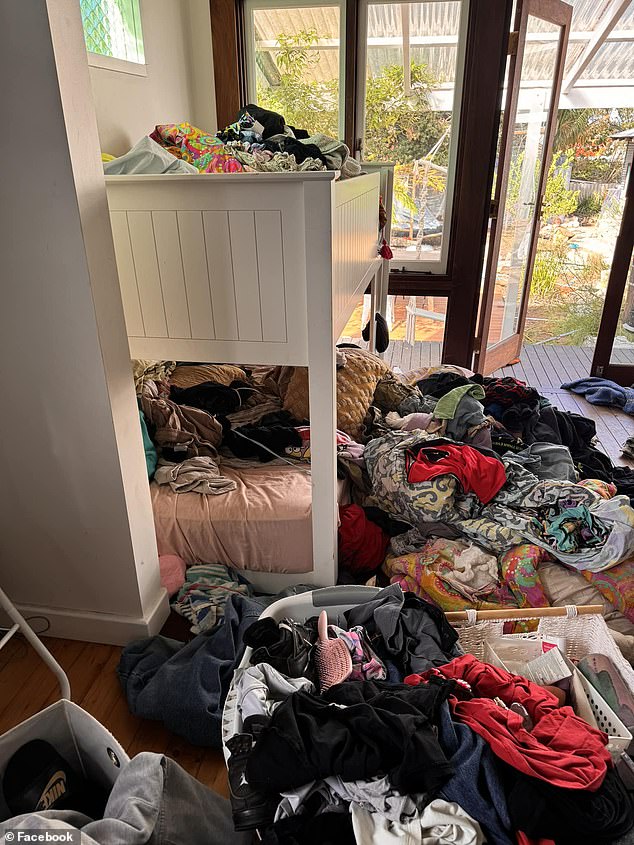 Constance posted a photo on Facebook (pictured) of a messy corner of her house to show what she needs to clean up.