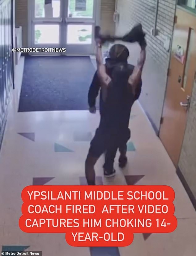 The coach followed the teen down a hallway and wrapped a T-shirt around his hands as he approached the boy.