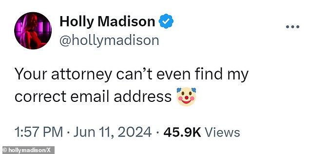 Madison posted a couple of tweets in response to the legal letter she received