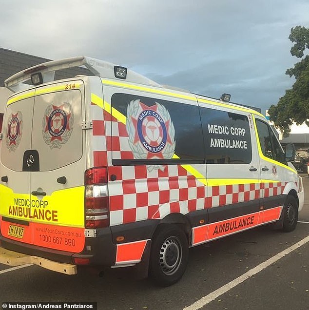 Pictured: Pantziaros' fake ambulance he used as part of his Medic Corp business.