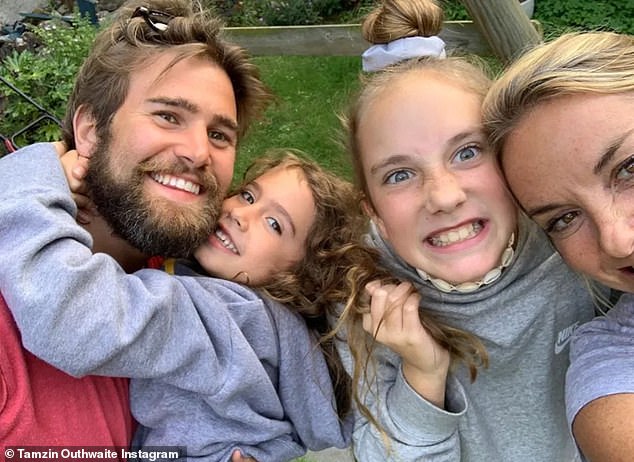 She has been dating Tom, who is two decades her junior, for six years, after they met at a yoga class in 2017, and he now lives with her and her two daughters.