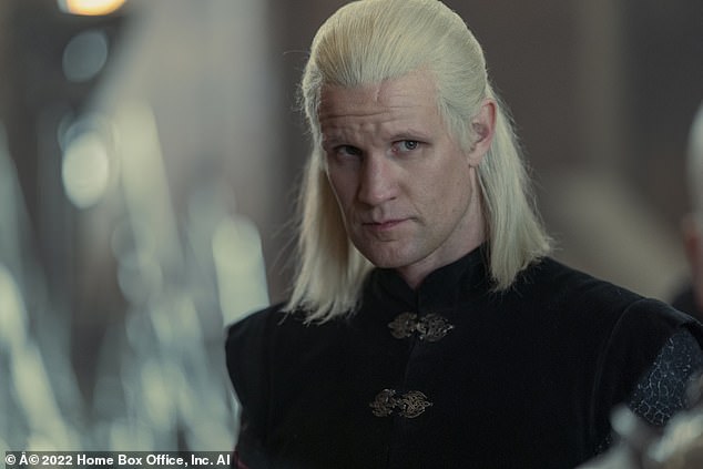 Matt Smith's character Daemon Targaryen (pictured above) is Aemond's uncle, and the pair developed a rivalry as the season progressed.