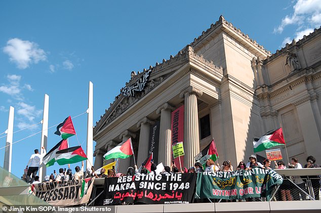 1718212069 86 In shocking anti Semitic vandalism pro Palestinian protesters throw red paint on