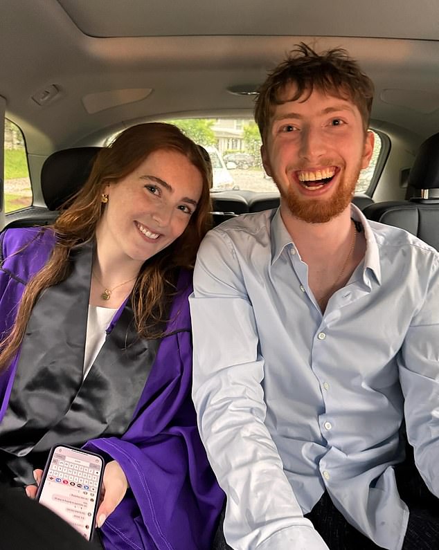 Julianne also added a photo of her children sitting together in the back seat of a car apparently on their way to the graduation ceremony.