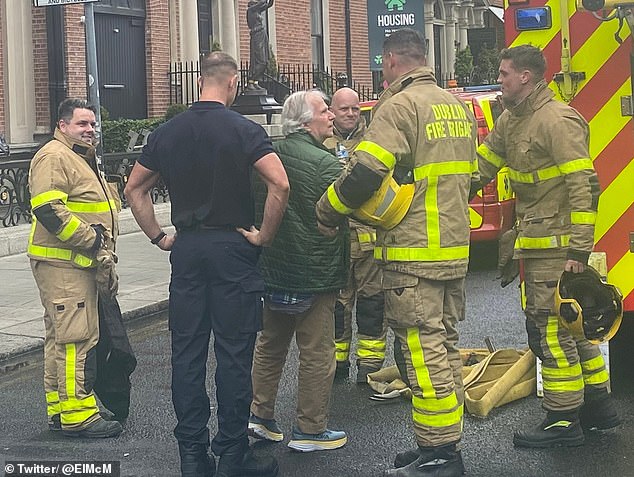 He even took time to thank the firefighters for their hard work.