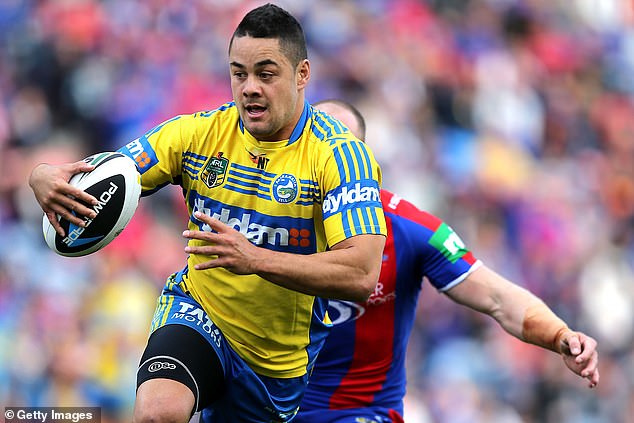 Hayne, who was one of the greatest players in Eels history, was not mentioned once at the club's 75th anniversary in April 2022, as he awaited his third Test (pictured: playing for the Eels in 2014).