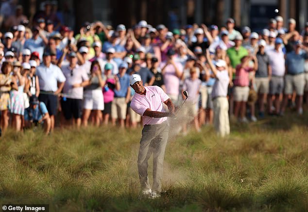 It was an early start for Woods, 48, but the crowd was still there to watch him play.