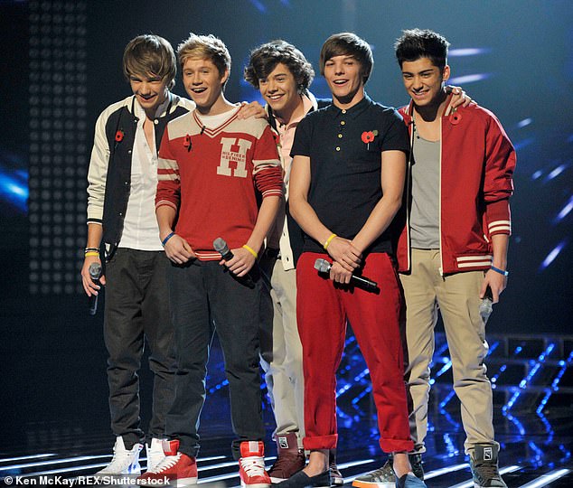 The music mogul created the boy-band, consisting of Harry Styles, 30, Zayn Malik, 31, Liam Payne, 30, Niall and Louis, in 2010 on The X Factor (pictured in 2010 on the X Factor).