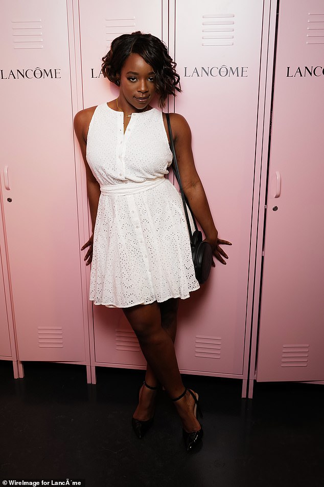 Corrina Brown wowed in a white summer minidress and black heels