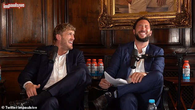 The former president was interviewed by YouTuber turned WWE superstar Logan Paul (left)