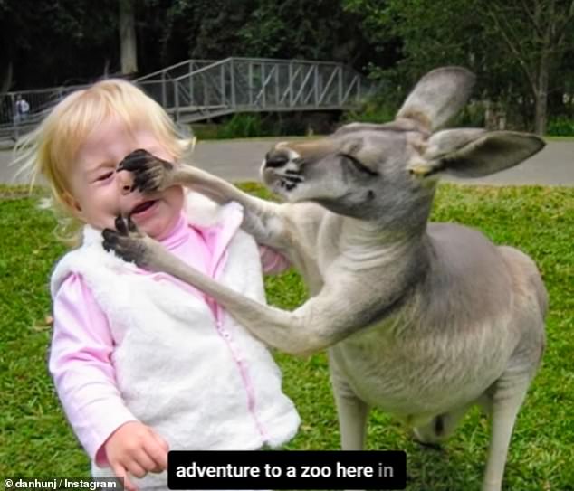 The former reality TV star took to Instagram with a shocking photo of her little boy, now 18, being mauled in the face by the marsupial.