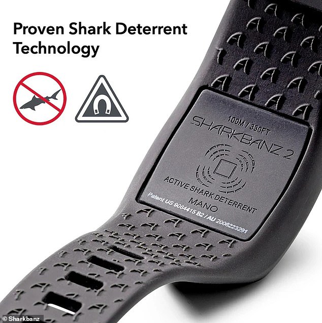 Sharkbanz claims that its devices produce powerful electromagnetic fields that alert a shark's sensory organ to 