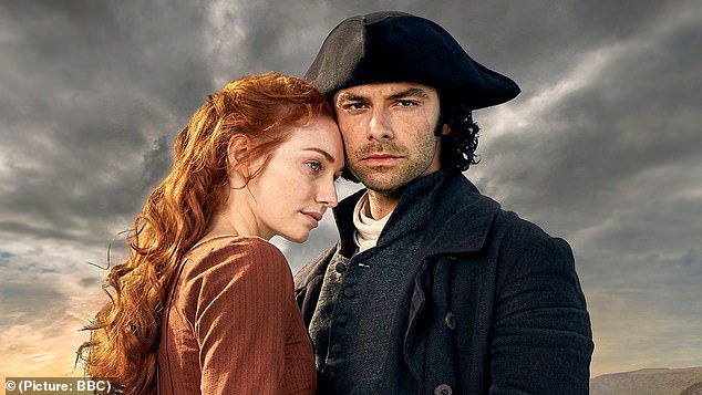 Poldark ran for 43 episodes across five BBC series between 2015 and 2019 (pictured: Poldark star Aidan Turner with co-star Eleanor Tomlinson).