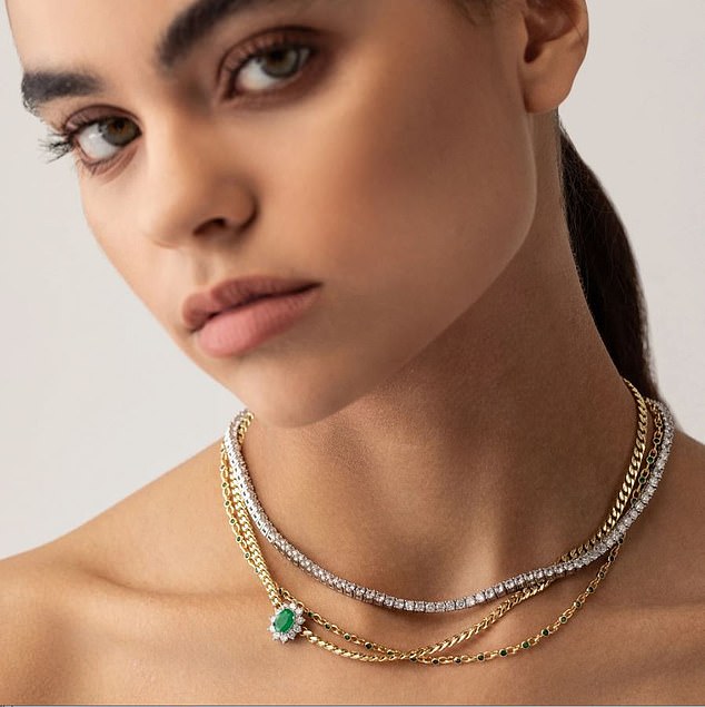 'A great summer necklace stack starts with a heart-shaped tennis necklace that sits high on your collarbone. 