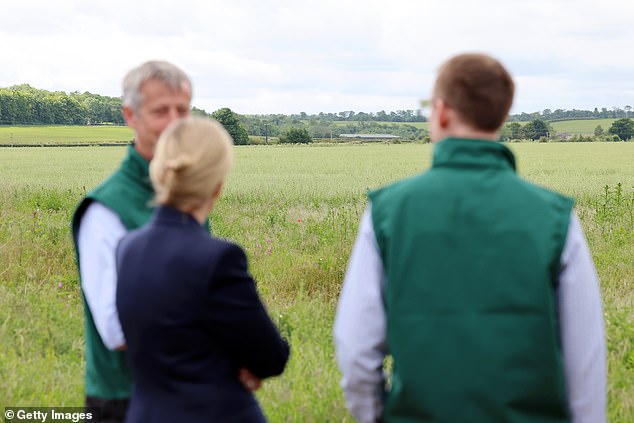 The 59-year-old chatted to farmers at certified LEAF Marque farm during his trip to Bedford.