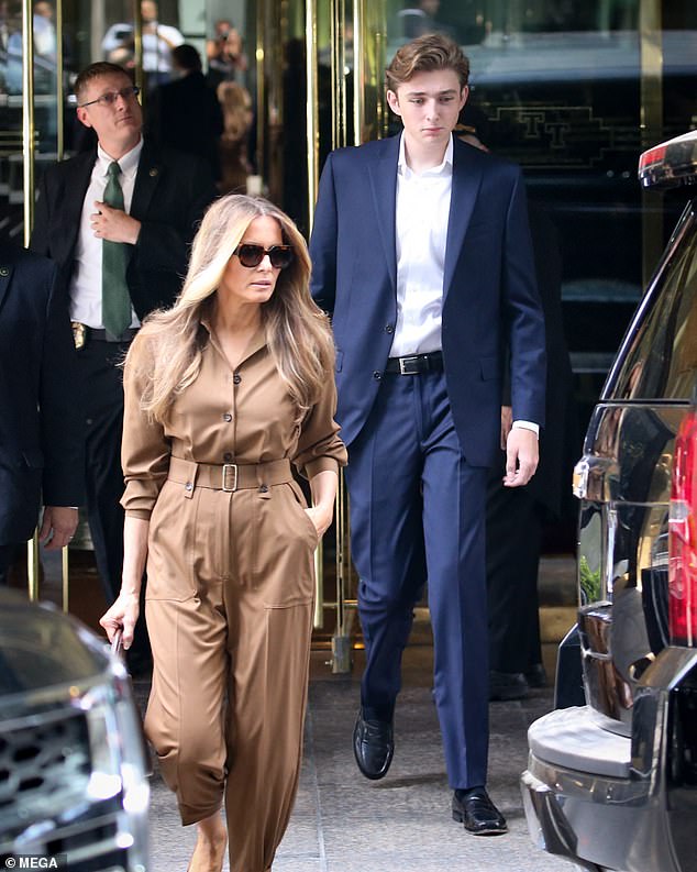 Melania Trump and Barron Trump leaving Trump Tower in New York City on June 4, 2024. It was the first time they were seen since the former president was found guilty of 34 counts of falsifying business records.