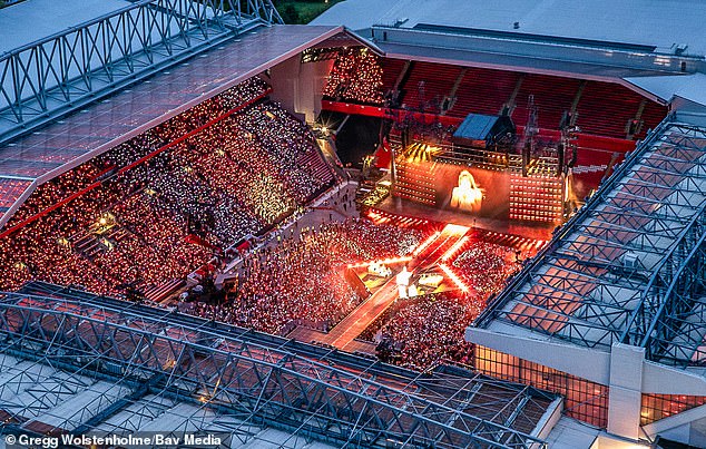 The Bad Blood singer, 34, performed a marathon show in the arena (pictured Thursday) and Taylor told her crowd of more than 62,000 Swifties that the record had been broken.