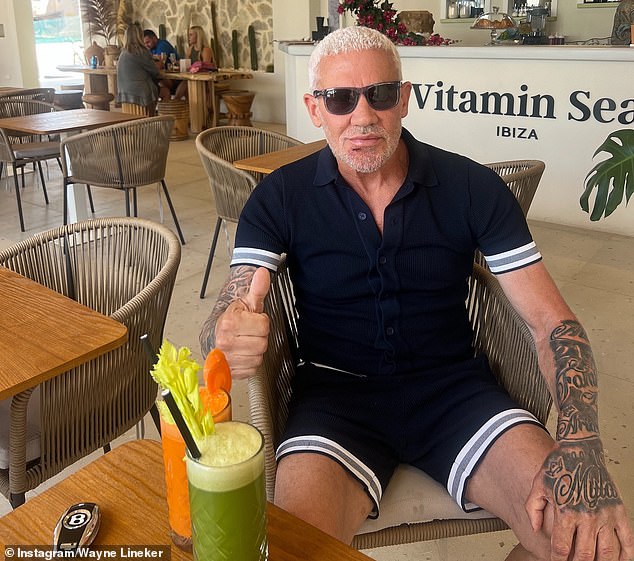 Wayne Lineker (pictured) posted this photo of himself with a cut below his lip after being punched in the face.