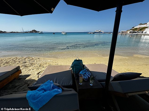 Tourists said DK Oyster lured them with the offer to sit on a sun lounger (pictured) for free if they bought drinks.