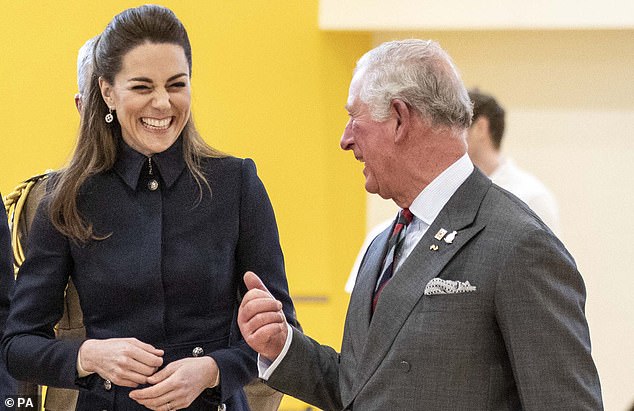 The then Duchess of Cambridge and the Prince of Wales have been photographed sharing a giggle on several occasions, including during this event at the Stanford Hall Defense Medical Rehabilitation Center in Loughborough in February 2020.