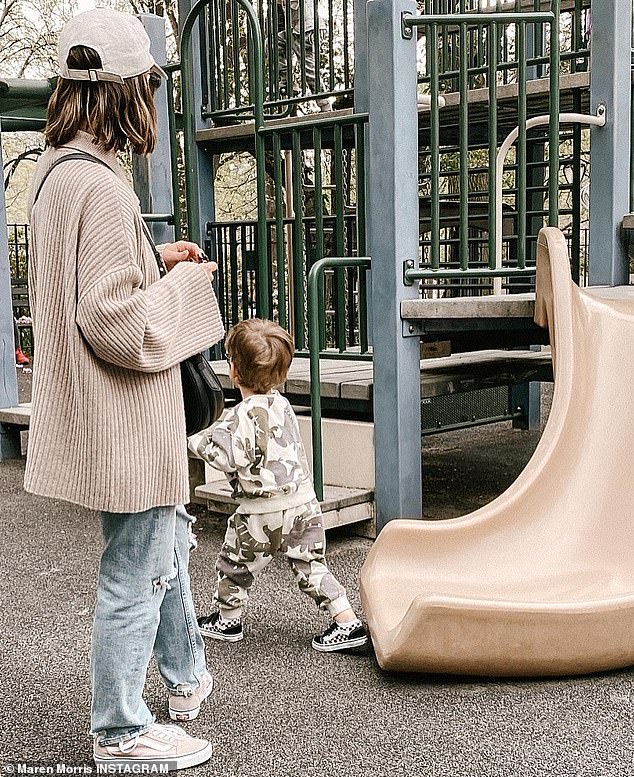 Maren and Ryan, her fellow country music singer, married in Nashville in 2018 and are now parents to a four-year-old son named Hayes; Maren pictured with Hayes