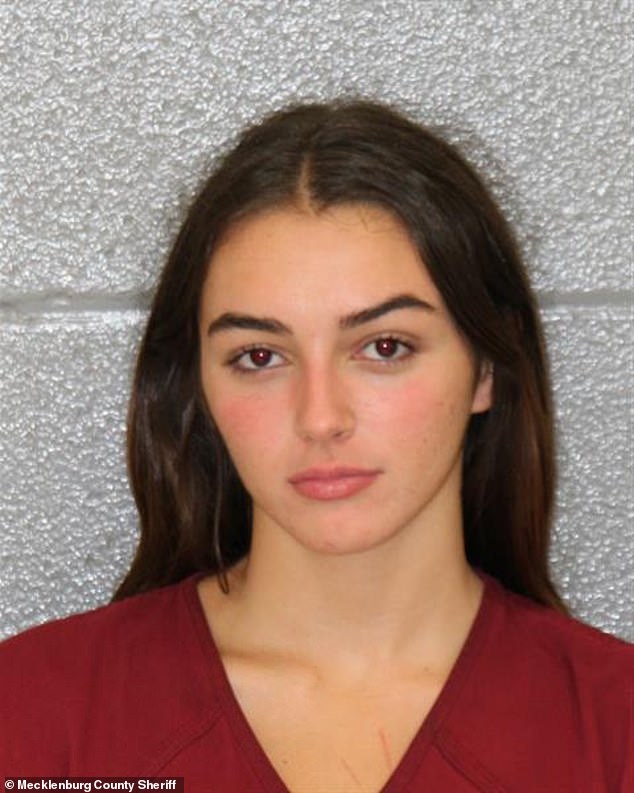 Sehorn pouted in her mugshot when she was charged with felony robbery and larceny after she allegedly stole more than $500 worth of alcohol.