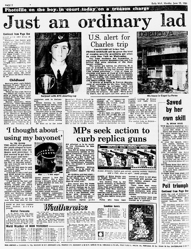 Daily Mail coverage told how Sarjeant was accused of treason. He was jailed for five years.