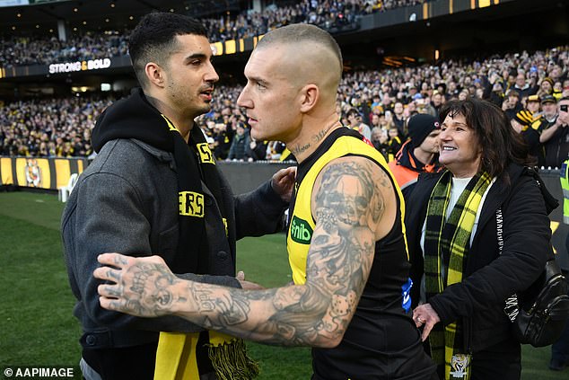 Martin kept a low profile in the run-up to the important match, but his closest loved ones were on hand to congratulate him as he headed to the MCG for the game.