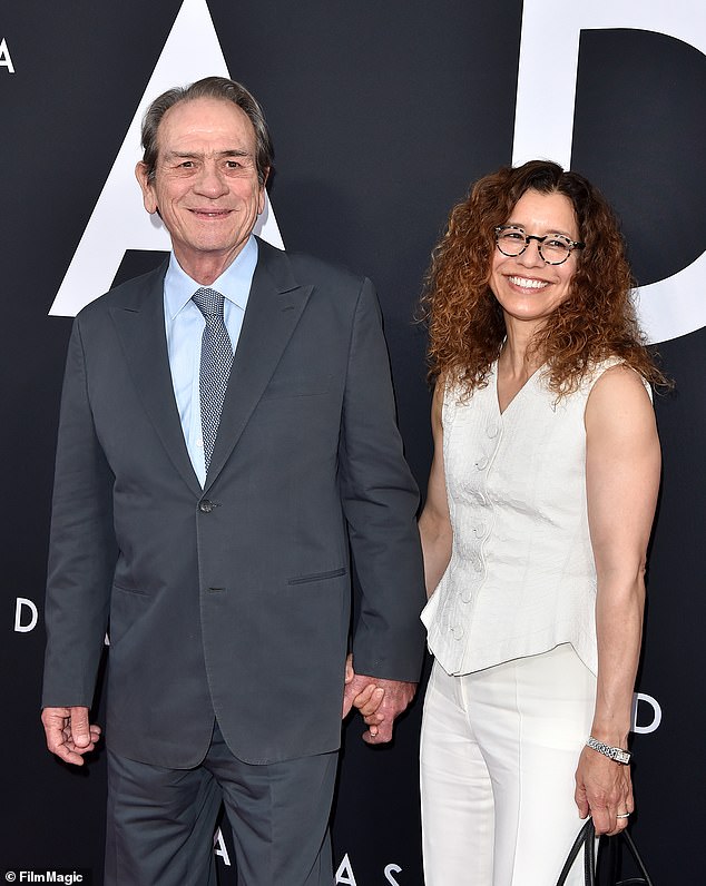 Tommy Lee Jones and Dawn Laurel-Jones met on the set of a movie in 1995 and have been married since 2001, pictured in 2019.