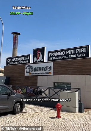 The peri-peri chicken emporium in Albufeira that Callum visits, having spent just £8.99 on a flight from Gatwick to nearby Faro