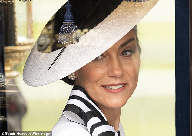 The Princess of Wales leaves Buckingham Palace during Trooping the Color in London today