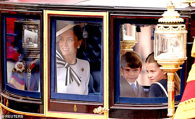 The Princess of Wales leaves Buckingham Palace during Trooping the Color in London today