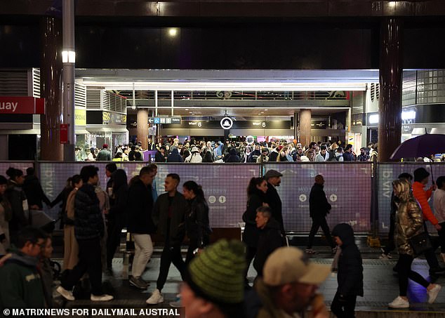 Public transport was packed near Circular Quay at around 10pm on Saturday as disappointed crowds headed home.