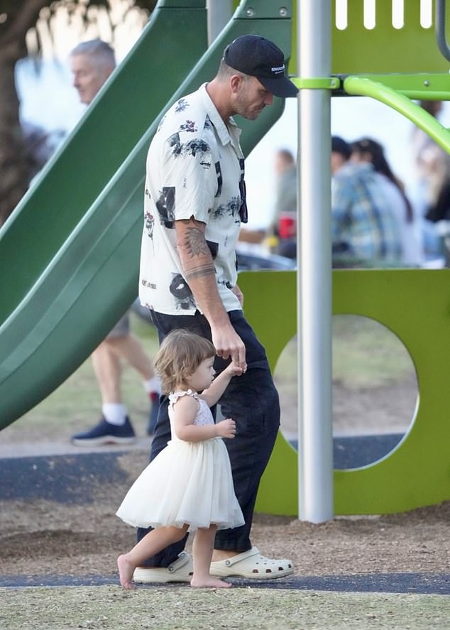 Matt was playing with his daughter who ran barefoot