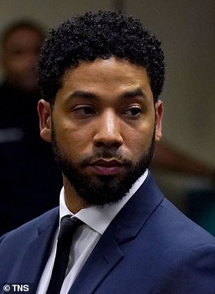 Television actor Jussie Smollett appears before Cook County Circuit Judge Steven Watkins on March 14, 2019.