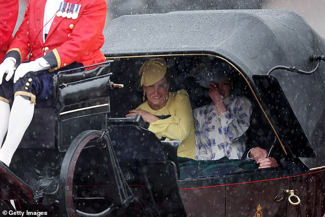 The duchess smiled as she took refuge in her carriage with her daughter.