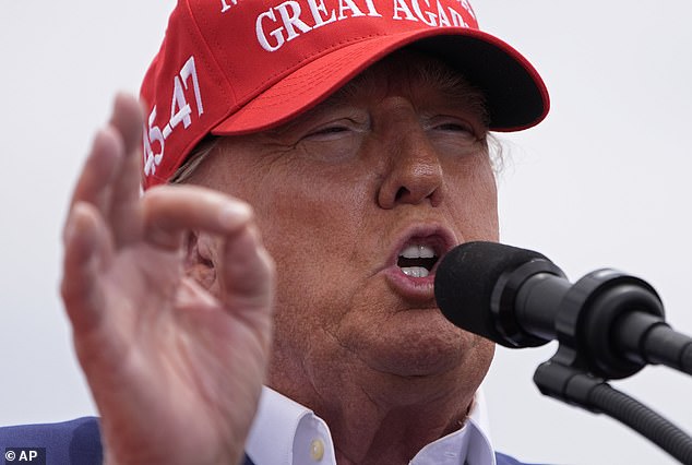 Republican presidential candidate former President Donald Trump speaks at a campaign rally in Las Vegas.