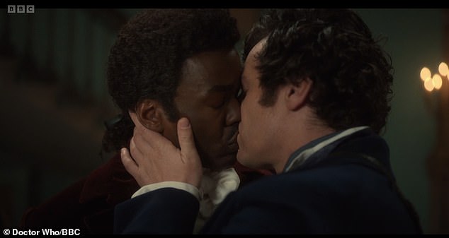 Doctor Who fans have praised the 'electrifying chemistry' between Ncuti Gatwa and Jonathan Groff after the series aired its first same-sex kiss during Saturday's show.