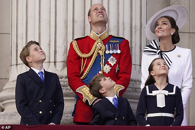 William and Kate along with their three children were on the balcony of Buckingham Palace to witness the historic event.