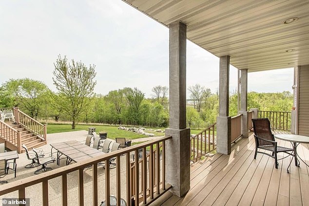 The patio of one of the huge eight-bedroom, eight-bathroom houses on Lake Clitherall, for $1,000 a night