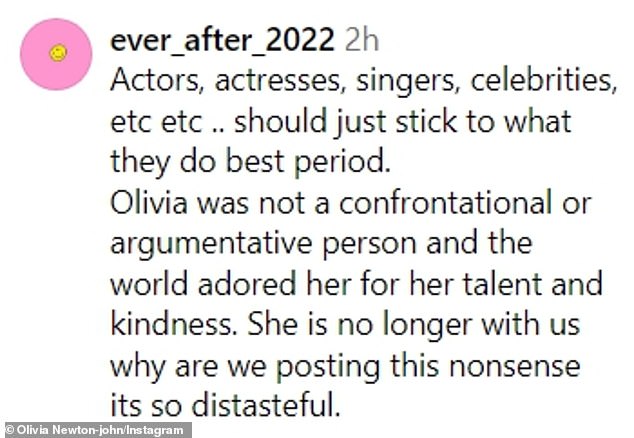 Several commenters attempted to silence the homophobes and transphobes and thanked Olivia for her dedication to LGTBQIA+ efforts throughout her life.