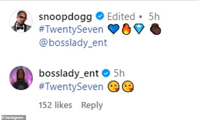 Snoop captioned a pair of photos he shared on Instagram, before tagging his wife, who then shared the same two images on her own Instagram page.