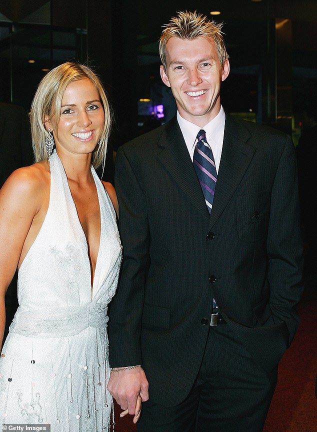 Pictured: Liz Kemp with her ex-husband, cricket legend Brett Lee. They have a son together