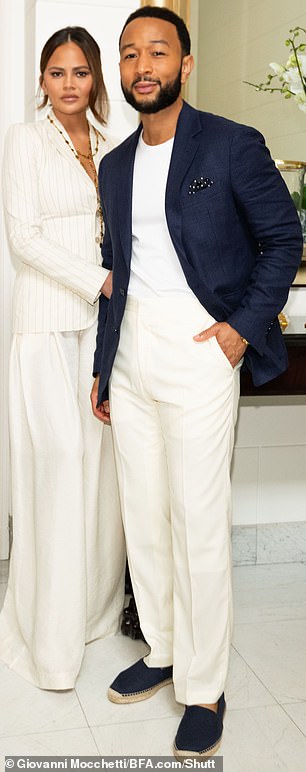 They were in town to attend Ralph Lauren Purple Label's Spring 2025 presentation, held in the mid-century palace the designer acquired in 1999.