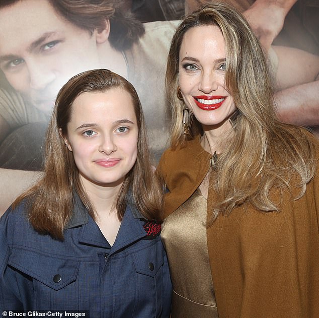 Vivienne joined the production of The Outsiders as a volunteer assistant. Jolie later became a producer (pictured in New York in April 2024)