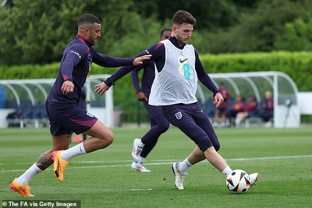 Manchester City defender Kyle Walker (left) is the new vice-captain, while Declan Rice (right) is also part of the leadership contingent.